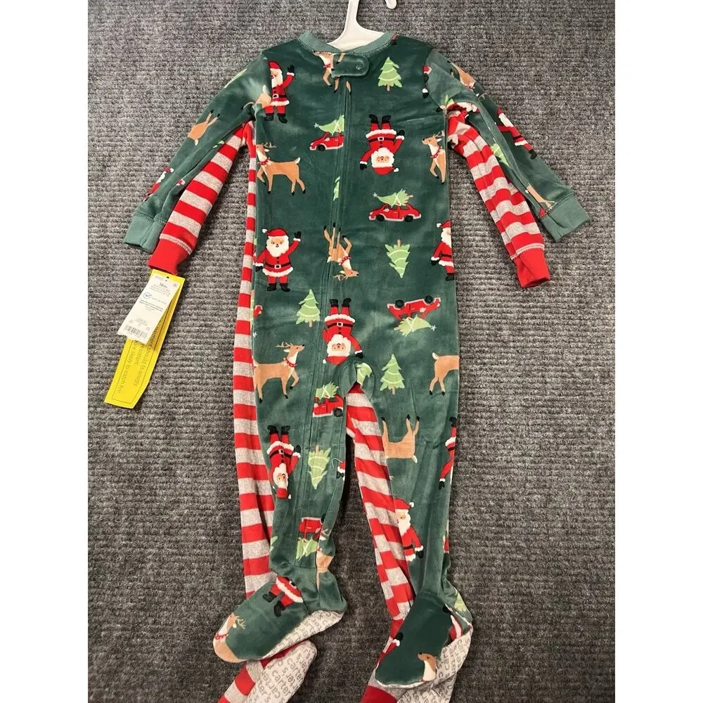 Carter’s Just One You Baby 12-18M Santa Christmas Footed Fleece Pajamas 2Pc NWT